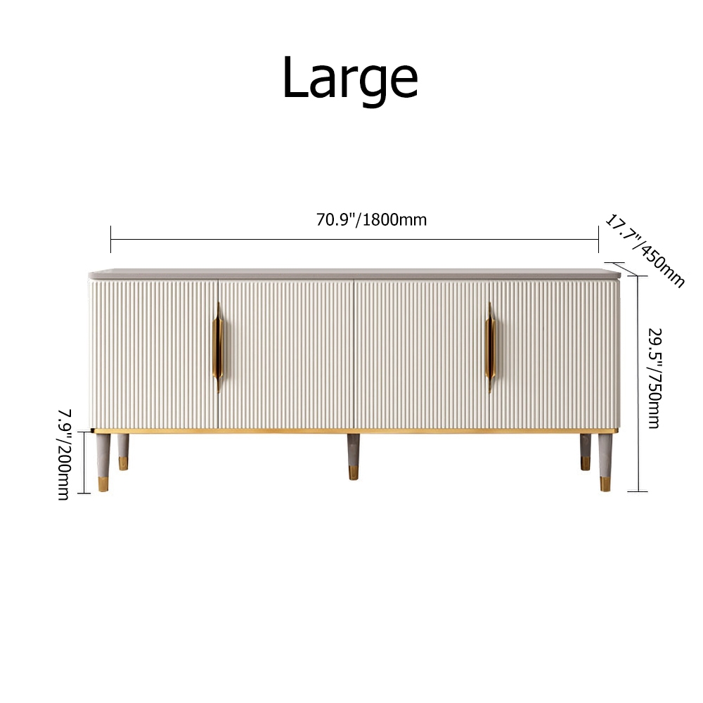 1600mm Off White Contemporary TV Stand 4 Doors & 2 Shelves Media Cabinet in Small