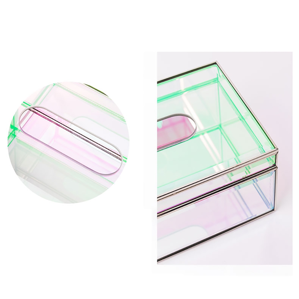 3.8" Modern Rectangular Colorful Glass Tissue Box Cover