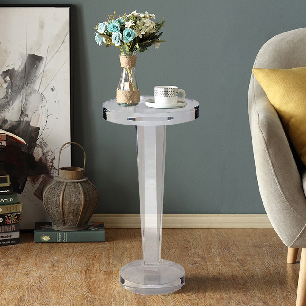 Round Acrylic End Table Modern Clear Side Table