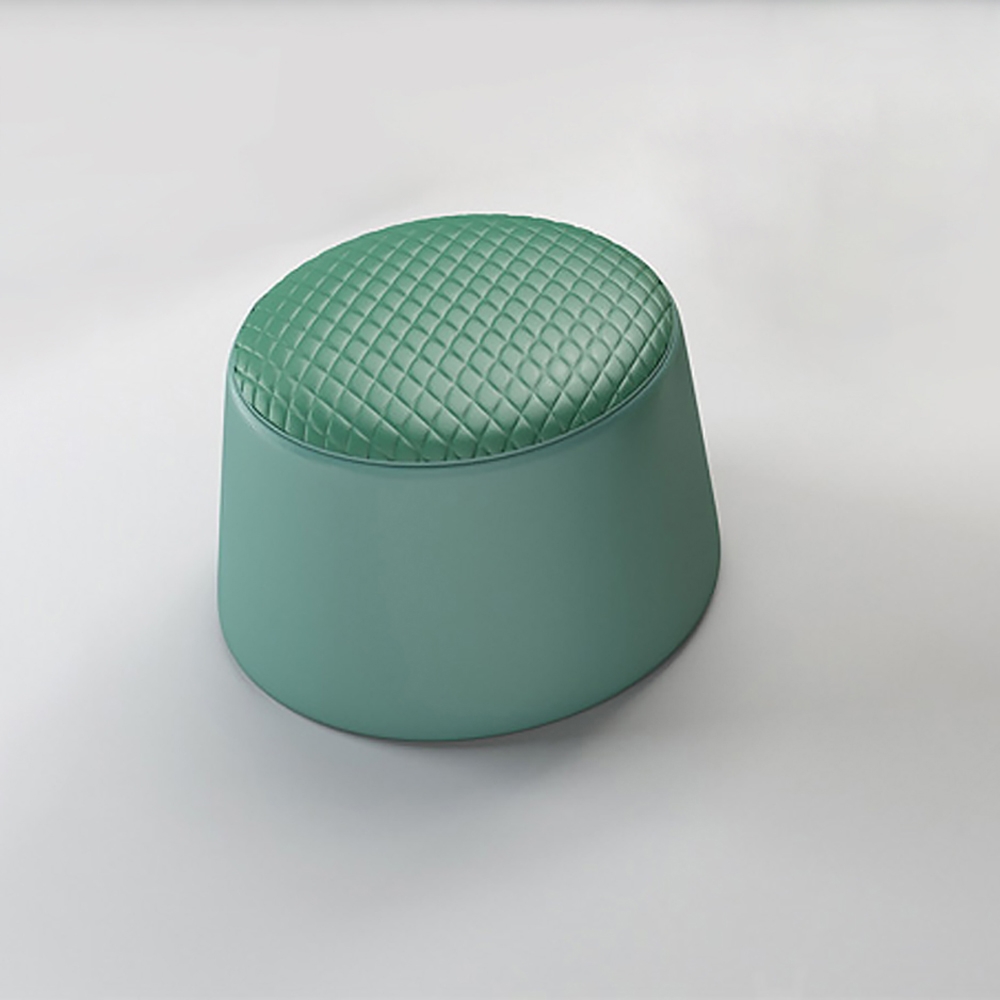 

Green Round Stool Leather Upholstered Ottoman Stool