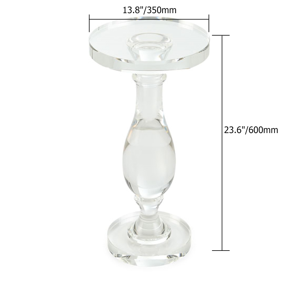 14" Modern Acrylic Clear Round End Table with Pedestal