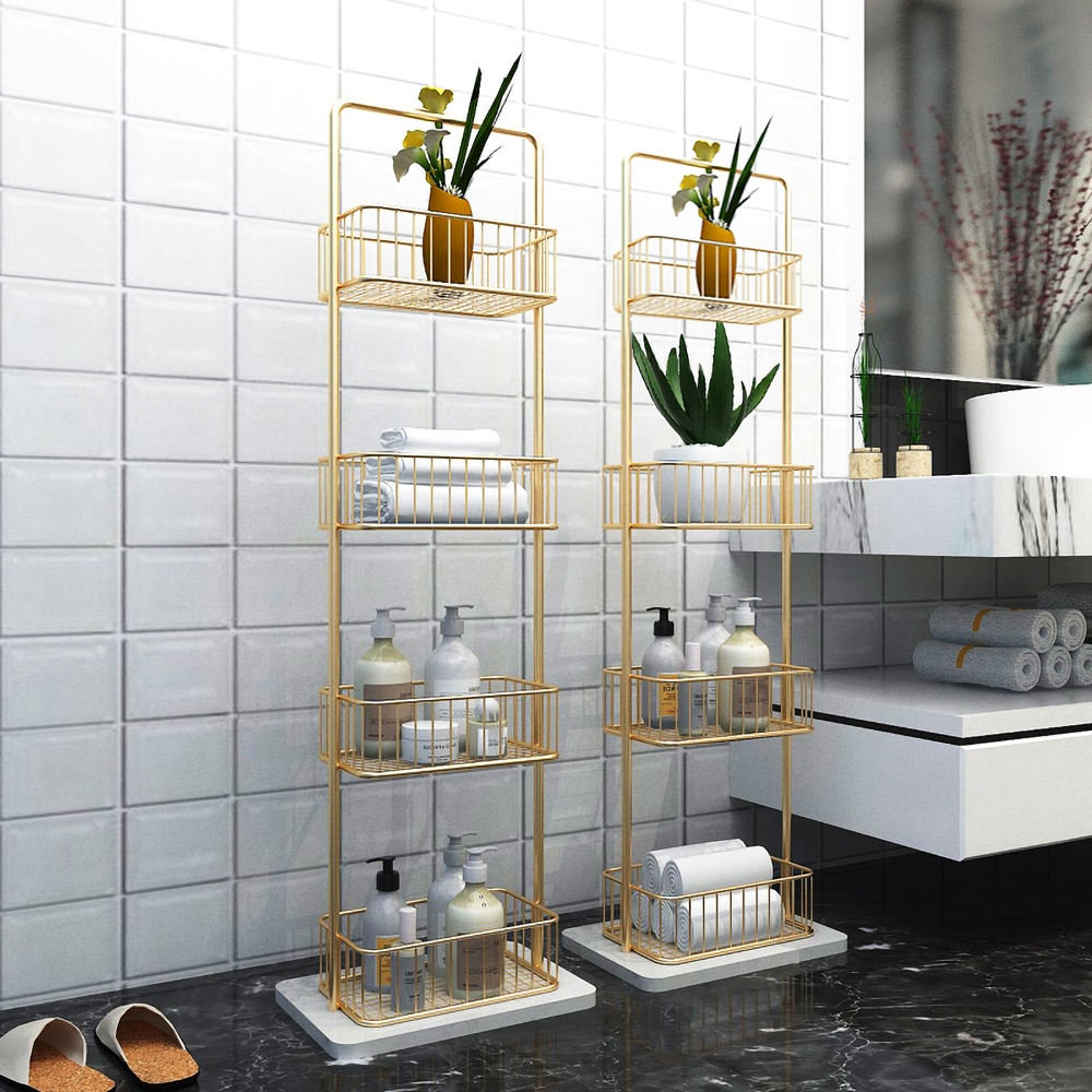 53.1" Gold Modern Bathroom Storage Shelves 4Tier