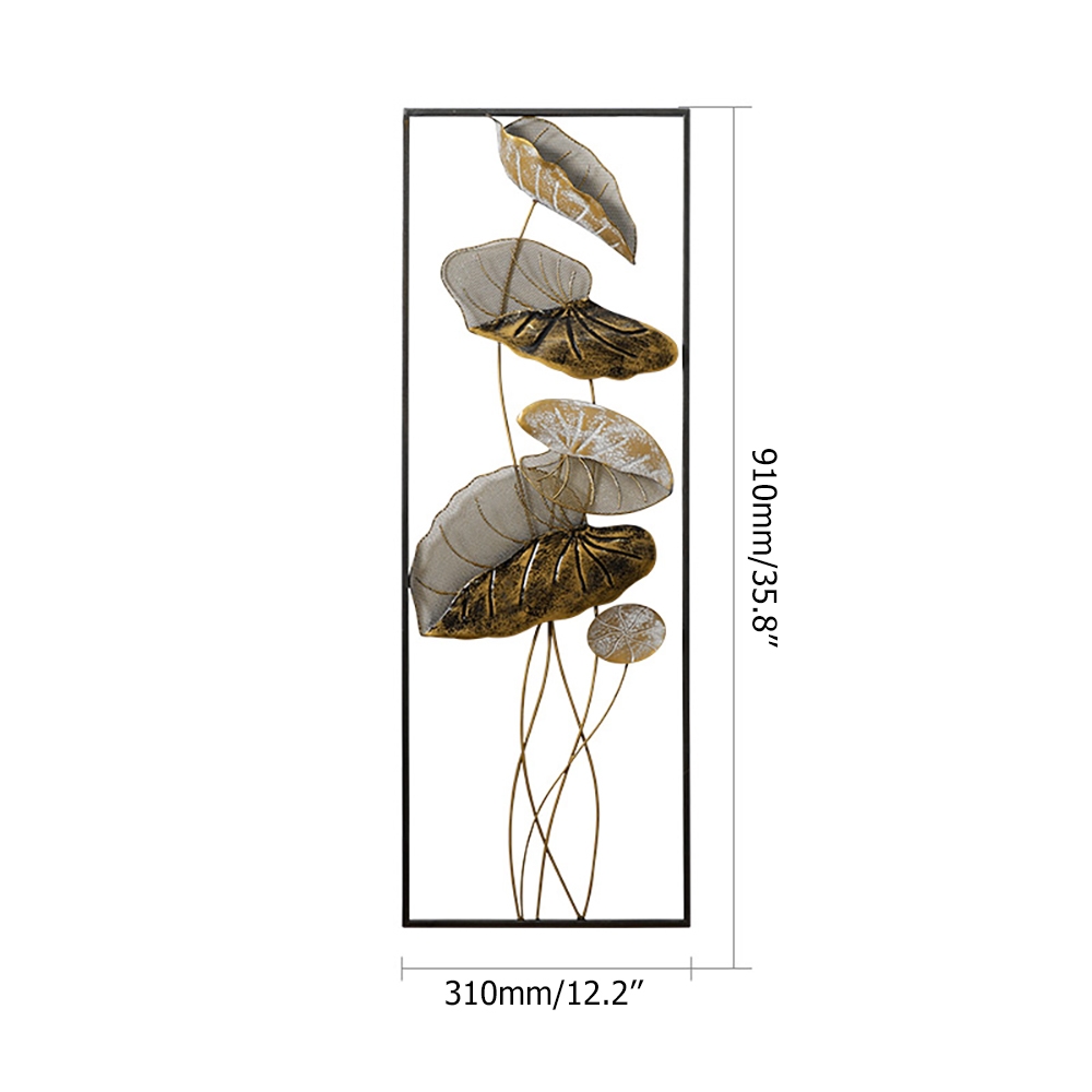 2 Pieces Metal Lotus Leaves Wall Decor with Black Rectangular Frame