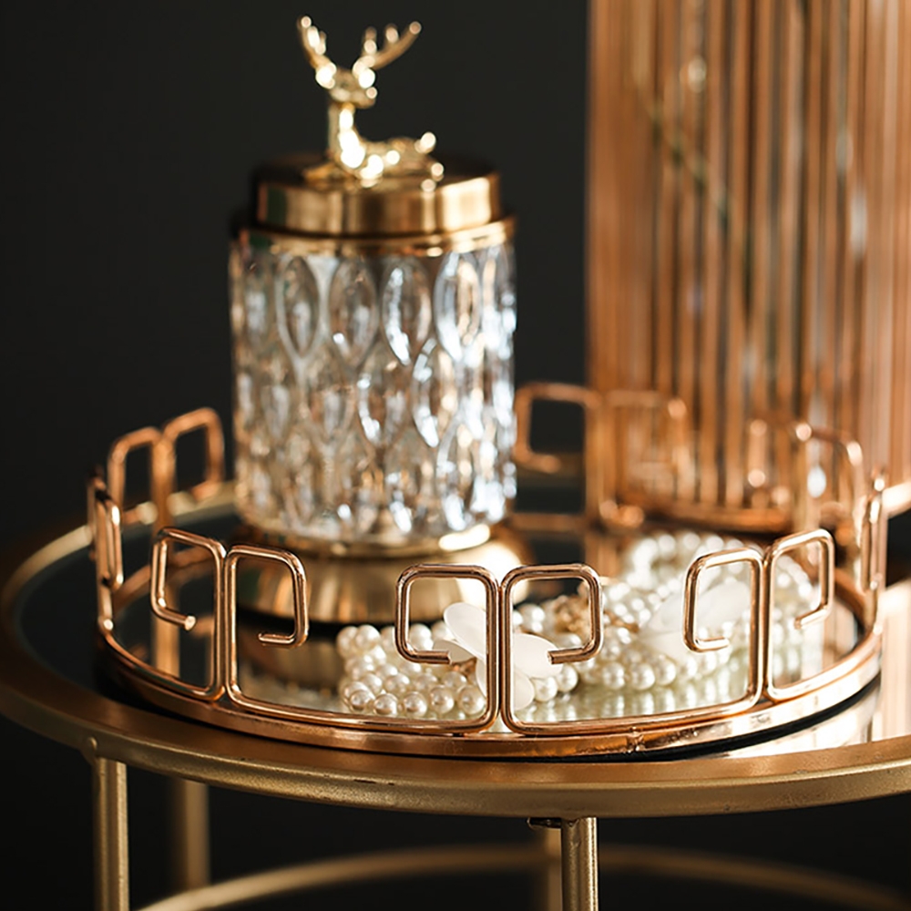 Modern Round Mirror Decor Vanity Tray Serving TrayHomary