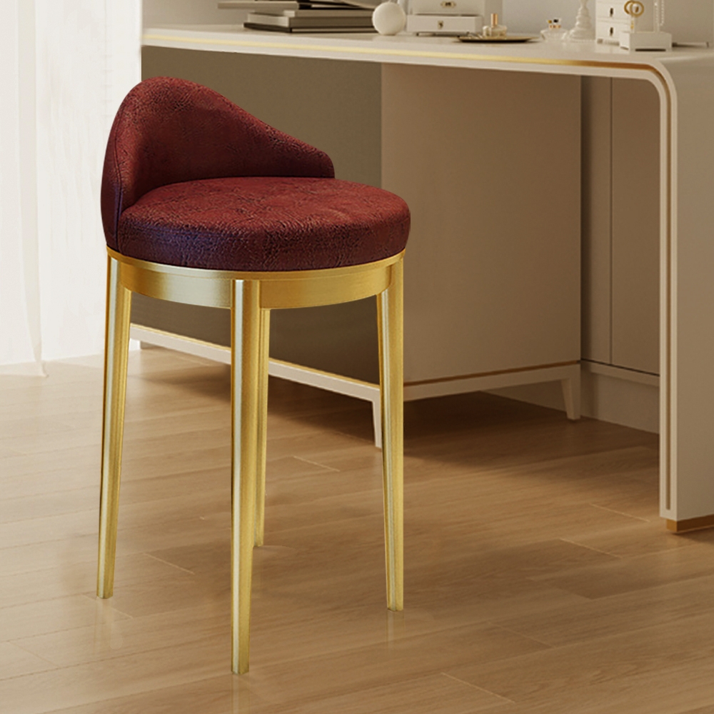

29.5" Height Brown Bar Stool with Backrest Upholstery Set of 2