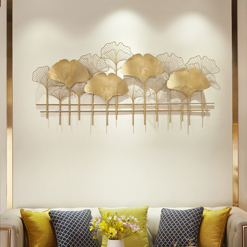 Modern Style Creative Gold Ginkgo Leaves Metal Wall Decor