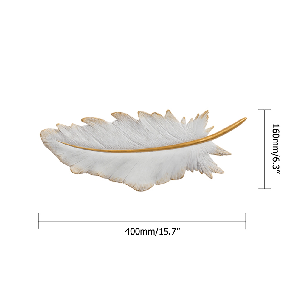 3 Pieces White & Gold Feather Resin Modern Wall Decor Home Art Set