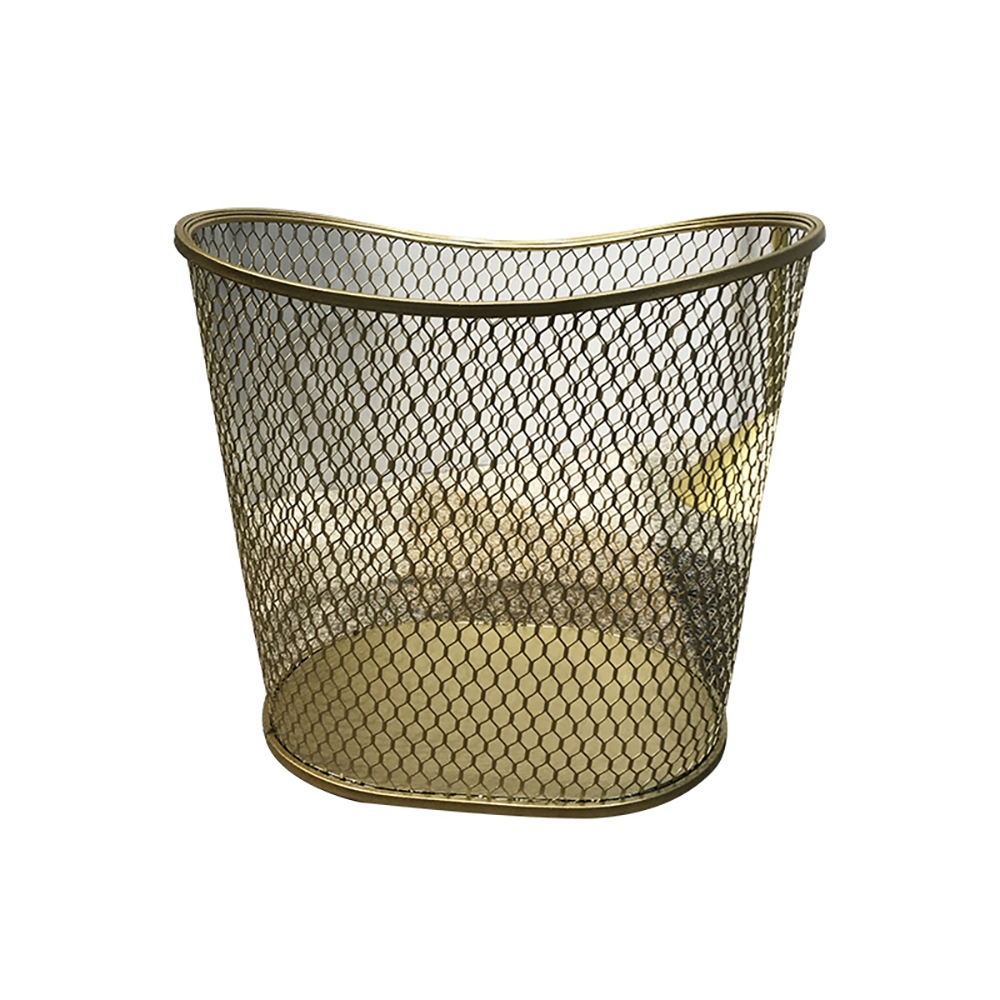 Gold Laundry Basket Wire Standing Bathroom Organiser Oval Basket Homary