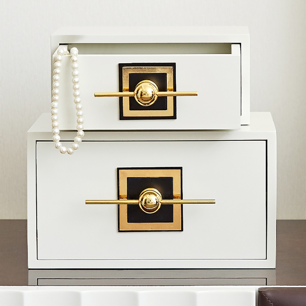 

Set of 2 Modern White Jewelry Box with Drawers