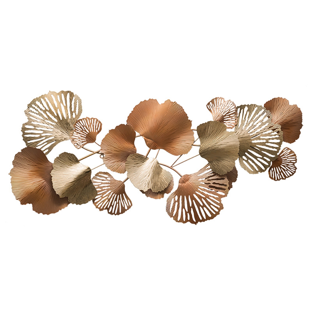 Luxury Gold Ginkgo Leaves Metal Wall Decor Home Art 53.9"L x 24.4"H