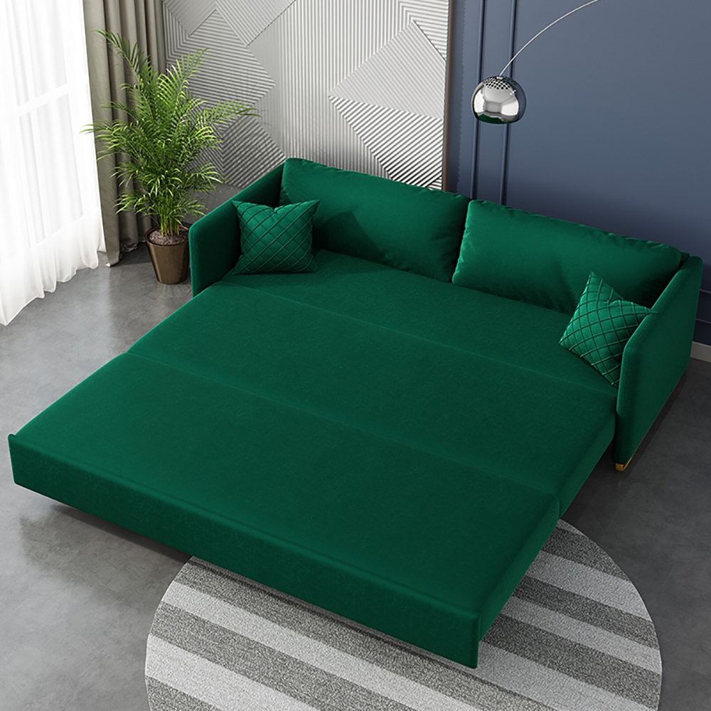 

77.2" Convertible Sofa Full Sleeper Sofa Velvet Upholstered