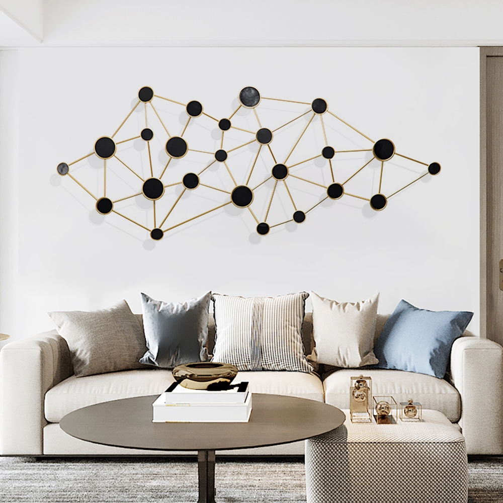 

3D Modern Luxury Metal Geometric Patterns Black&Gold Circles Wall Decor