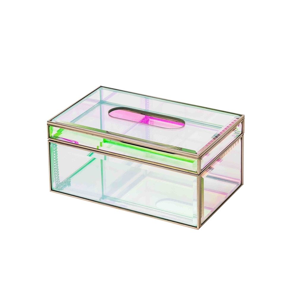 3.8" Modern Rectangular Colorful Glass Tissue Box Cover