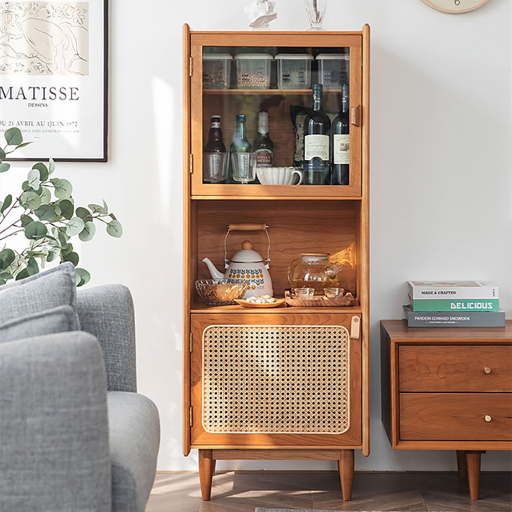 Natural Cabinet with 2-Door 1 Adjustable Shelf Rattan Woven 1295mm in Height