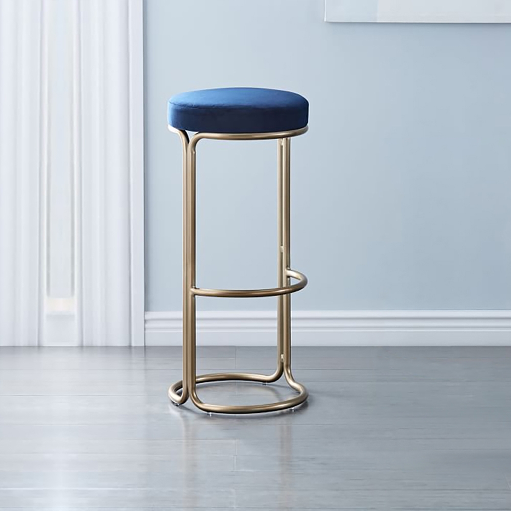 

29.5" Height Bar Stool Blue Velvet Upholstery Modern Bar Chair