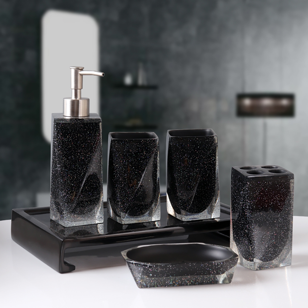 

Nordic Black 5-Piece Countertop Bathroom Accessories Set