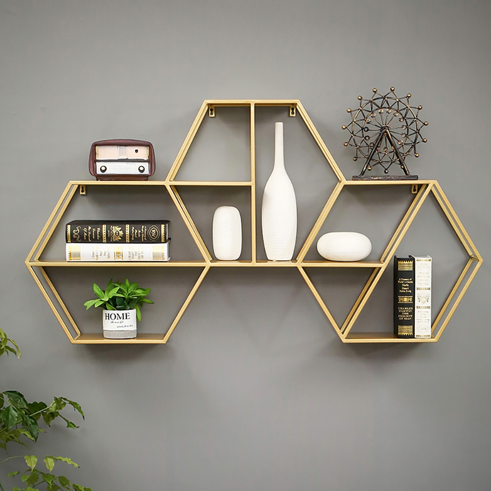 

Nordic 3-Hexagon Floating Shelf Decorative Wall Shelf Metal Set