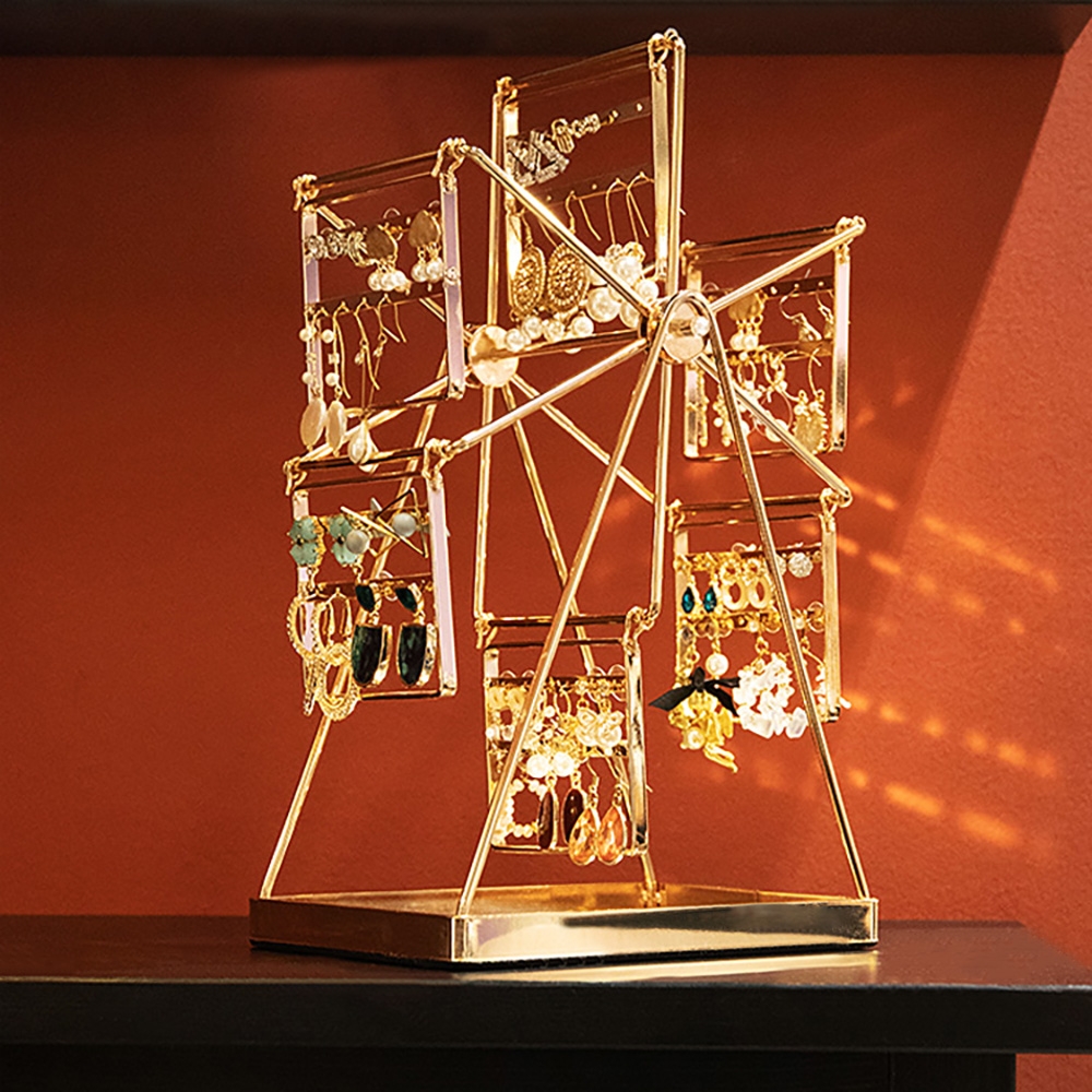 Modern Gold Ferris Wheel Jewelry Display Desk Organiser