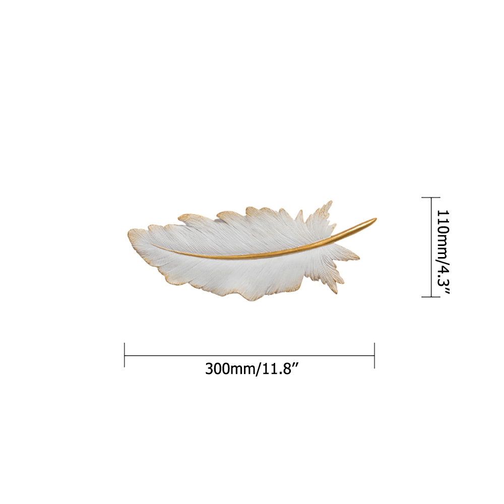 3 Pieces White & Gold Feather Resin Modern Wall Decor Home Art Set