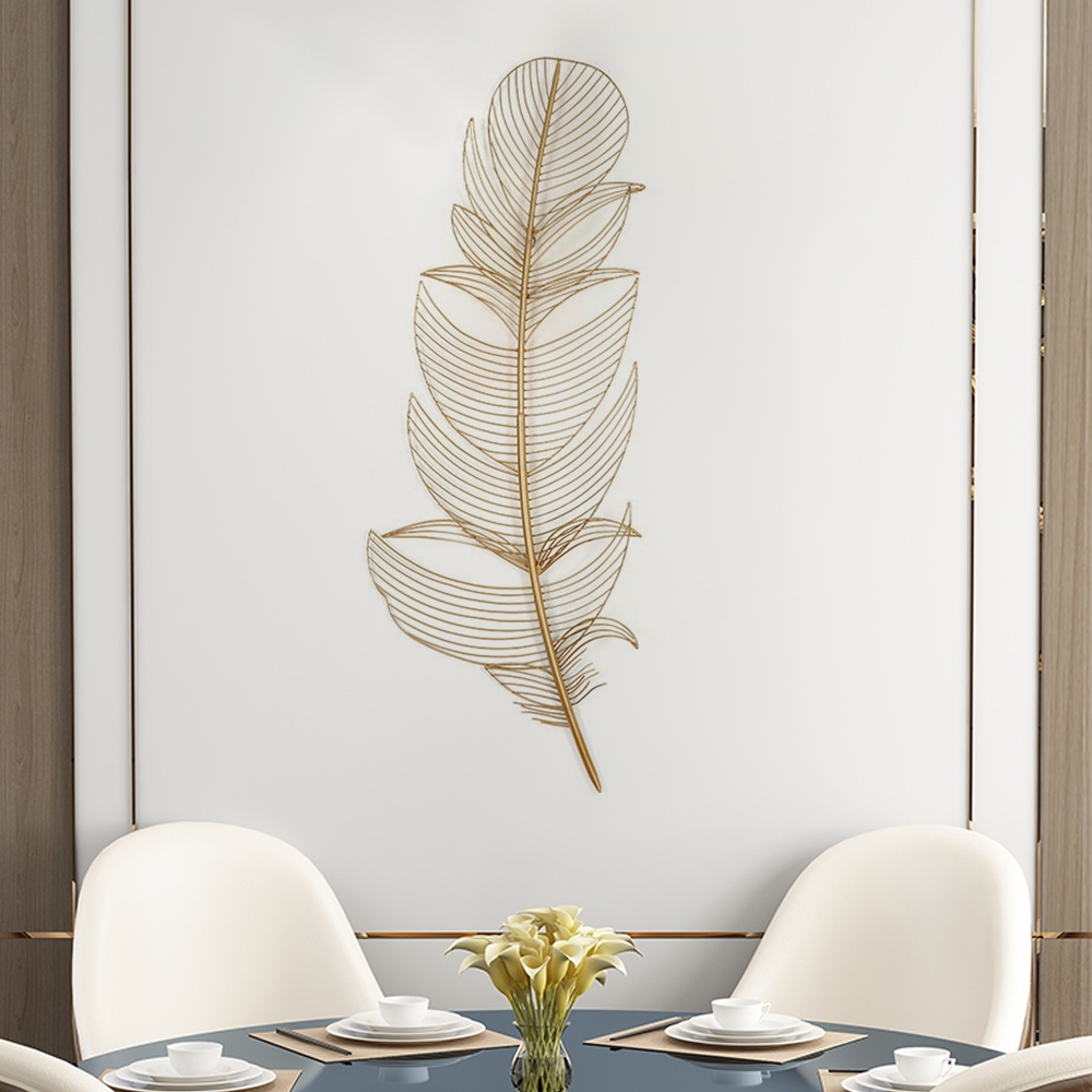 3D Creative Gold Feather Wall Decor Home Sofa BackgroundHomary