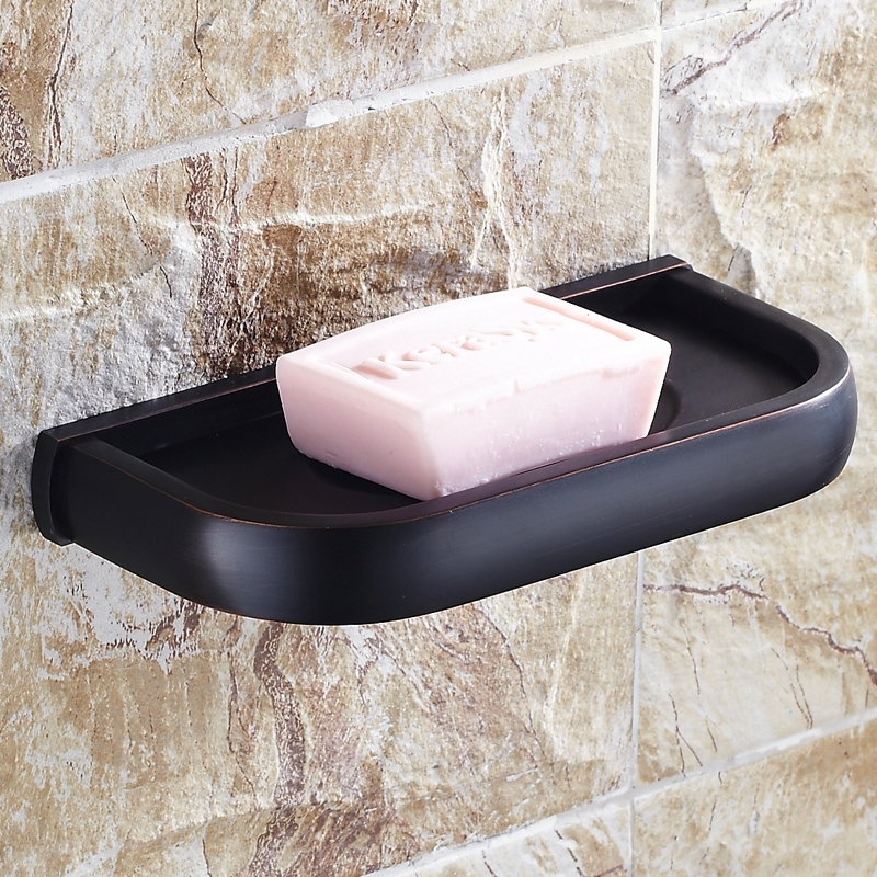 Classy Simplicity Wall Mounted Solid Brass Bathroom Soap Dish Holder In Antique Black
