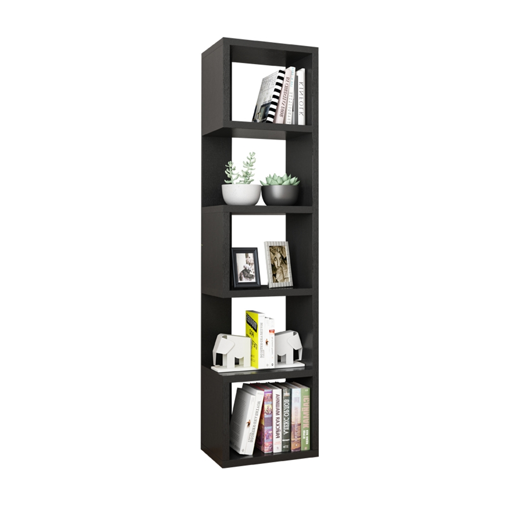Contemporary Geometric Bookshelf in Black 70"Homary