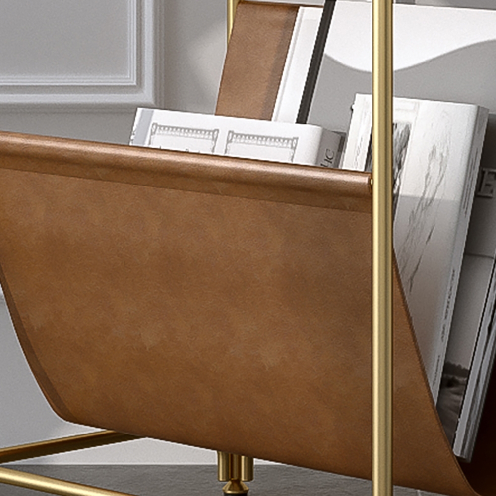 Modern Gold End Table with PU Shelf & Metal Frame Side TableHomary