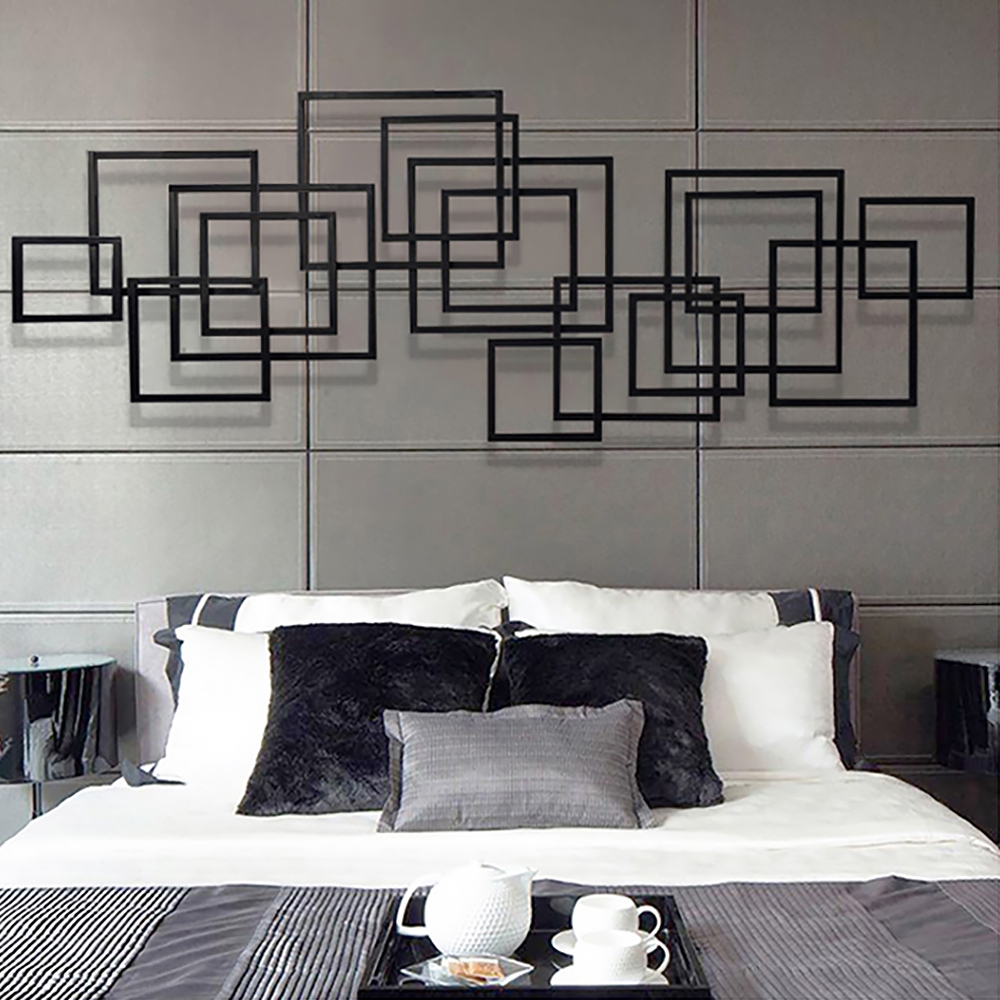 

Rectangle Black Wall Decor Minimalist Metal Geometric Art