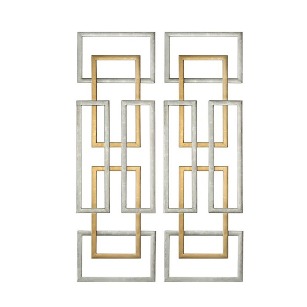 2 Pieces Set Modern Light Luxury Geometric Rectangle Metal Wall Decor