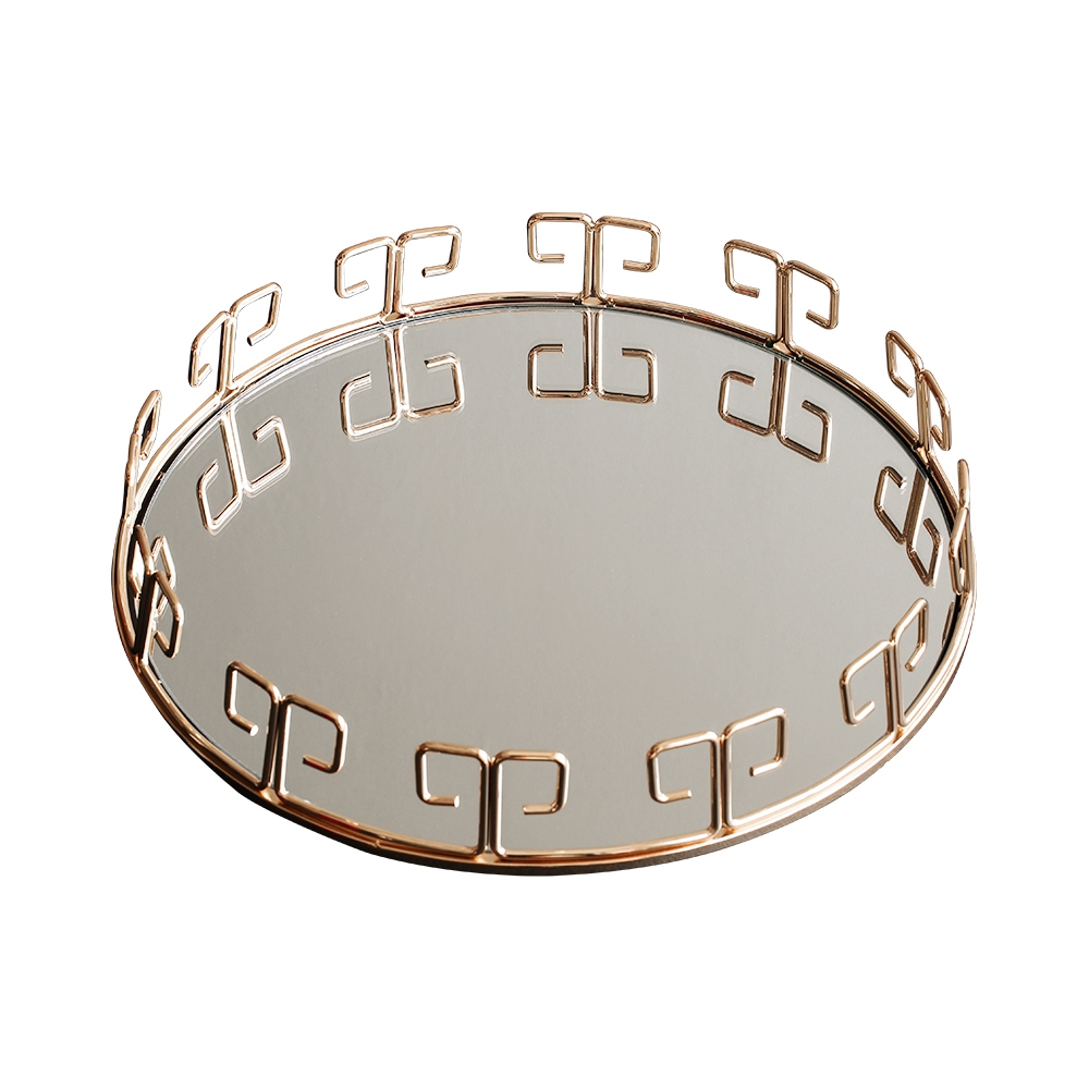Modern Round Mirror Decor Vanity Tray Serving TrayHomary