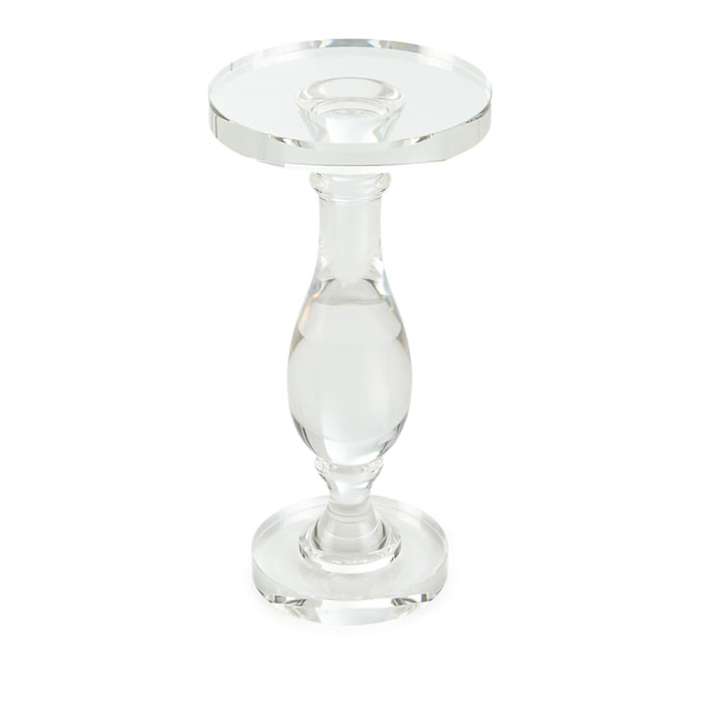 14" Modern Acrylic Clear Round End Table with Pedestal