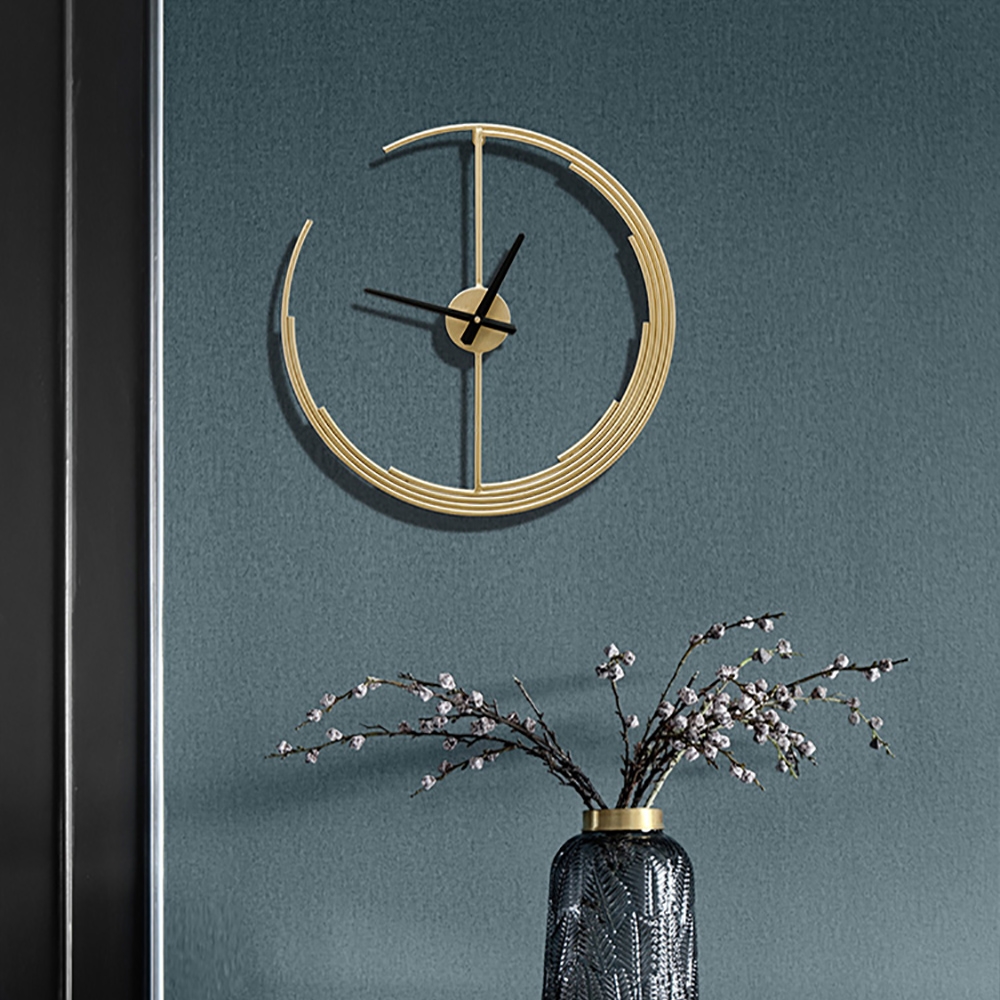 

18.9" Minimalist Modern Crescent Design Golden Metal Large Wall Clock