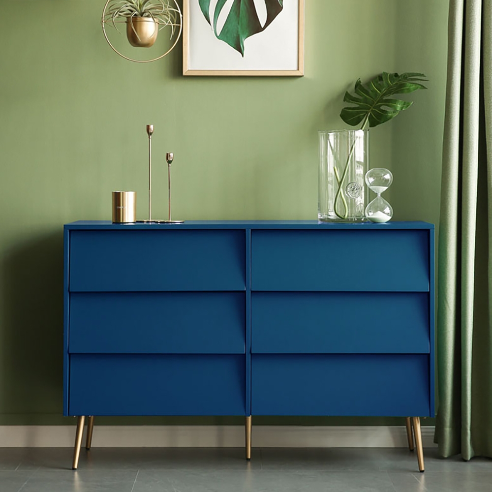 47" Modern Green Bedroom Dresser Minimalist 6-Drawer Accent Cant Chest ...