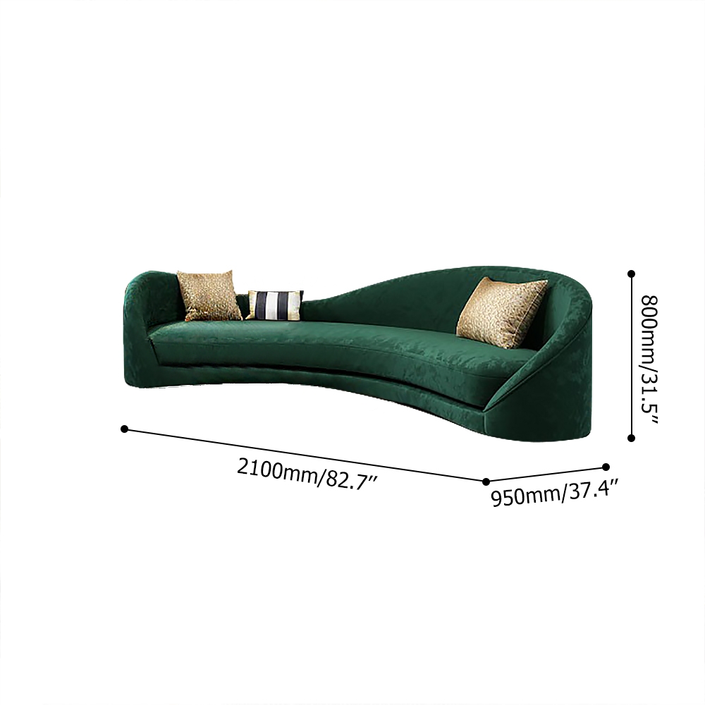 Luxury Green Velvet Upholstered Sofa 3-Seater Sofa Solid Wood Frame 82.7" Sofa