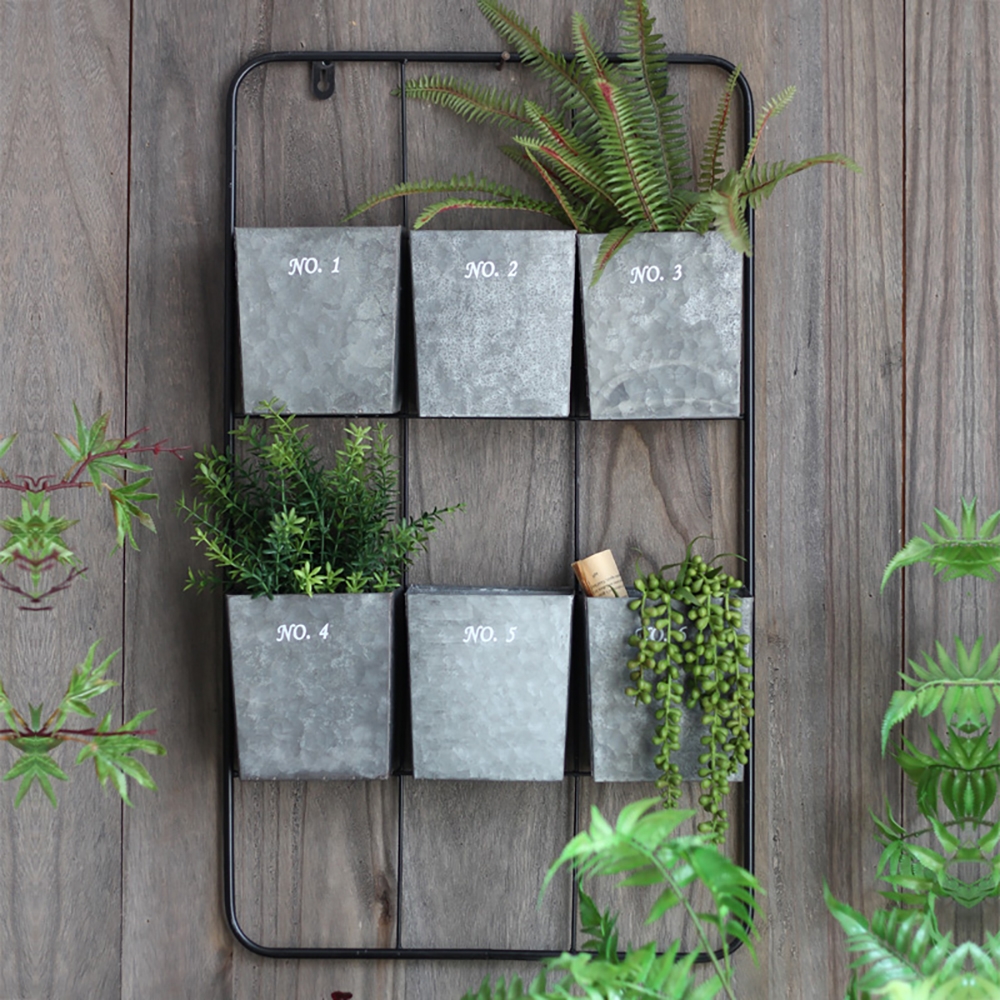 Farmhouse Wall Mounted Plant Stand with Adjustable Plant PotsHomary