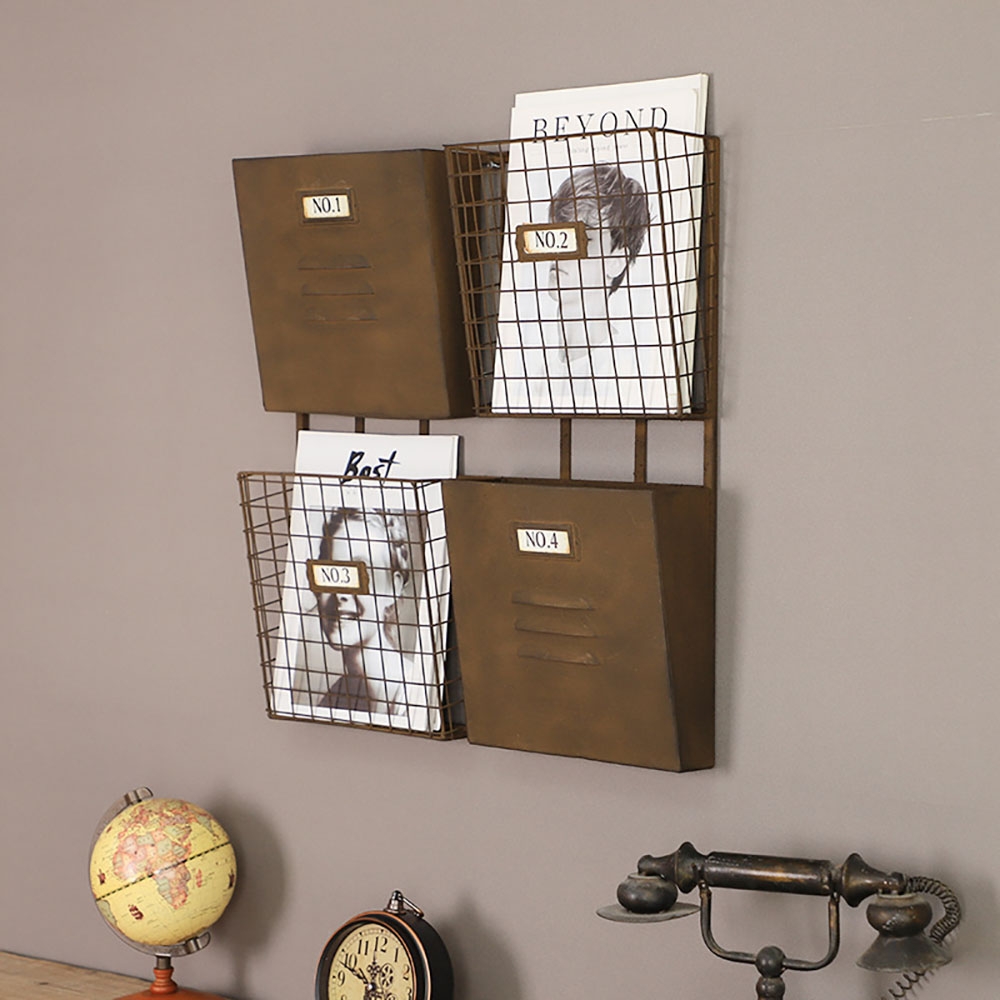 

Industrial Floating Shelves Magazins Storage Basket Mail Organizer