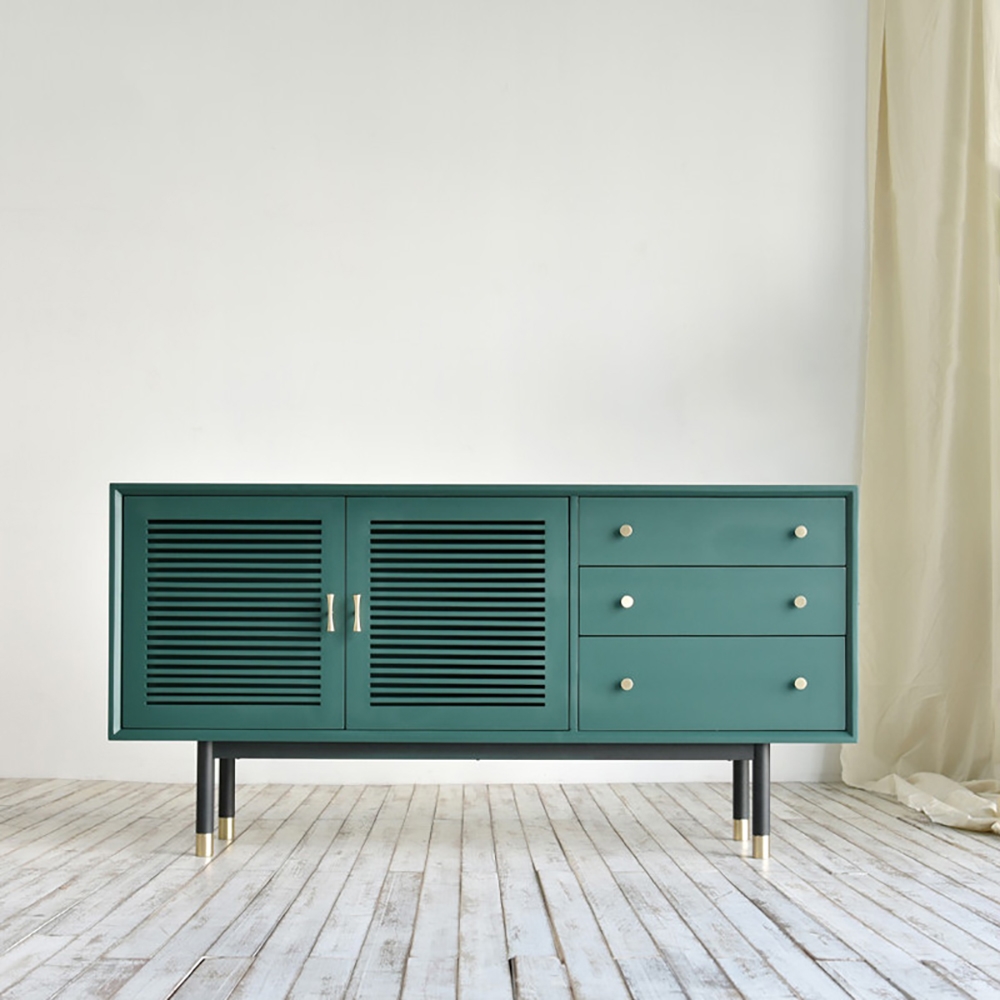 

63" Nordic Green Sideboard Buffet with 2 Shutter Doors & 3 Drawers in Small