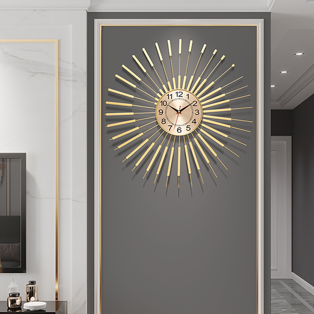 Image of 24" Modern Oversized Golden Wall Clock with Helical Shape Metal Frame