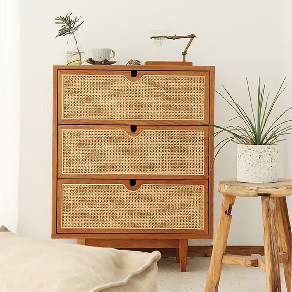 Nordic Natural 4 Drawers Chest Rattan Woven in Large