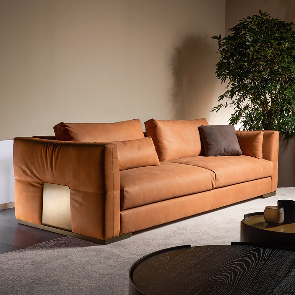 

Retro PU Upholstered Sofa Brown Couch 90.6"