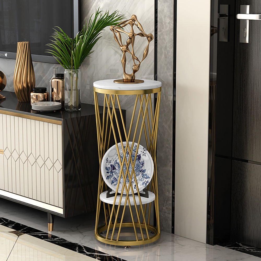 Large Modern Marble Plant Stand Flower Rack In Gold