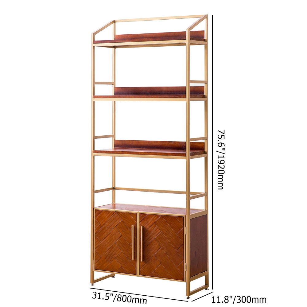 Vintage Freestanding Standard Bookshelf with DoorsHomary