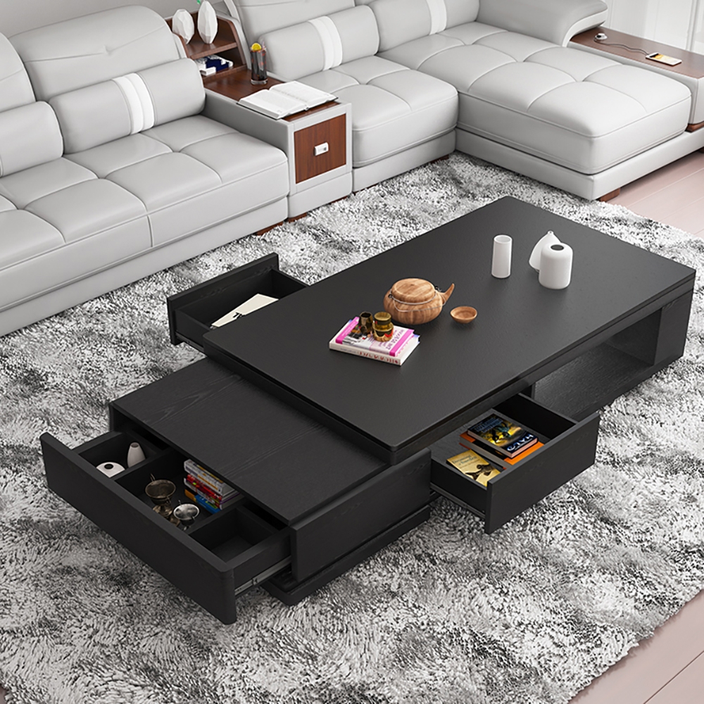 

Modern Extendable Coffee Table with Storage in Black