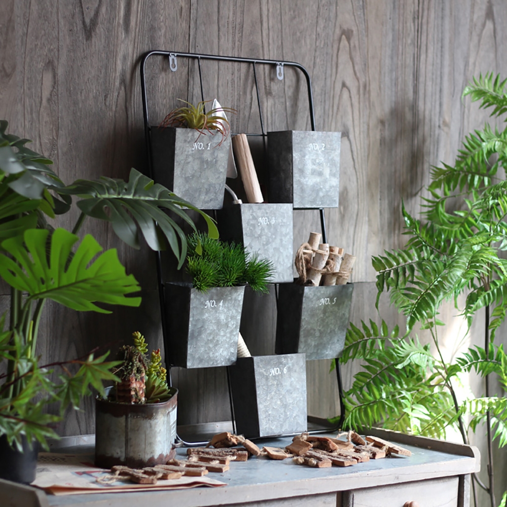 Farmhouse Wall Mounted Plant Stand with Adjustable Plant PotsHomary