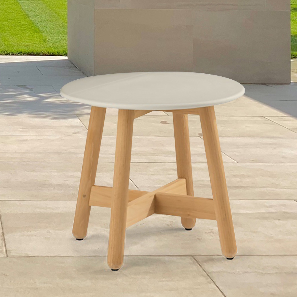 

19.7"Dia Marble-Top Round End Table Side Table with Cross Table Legs