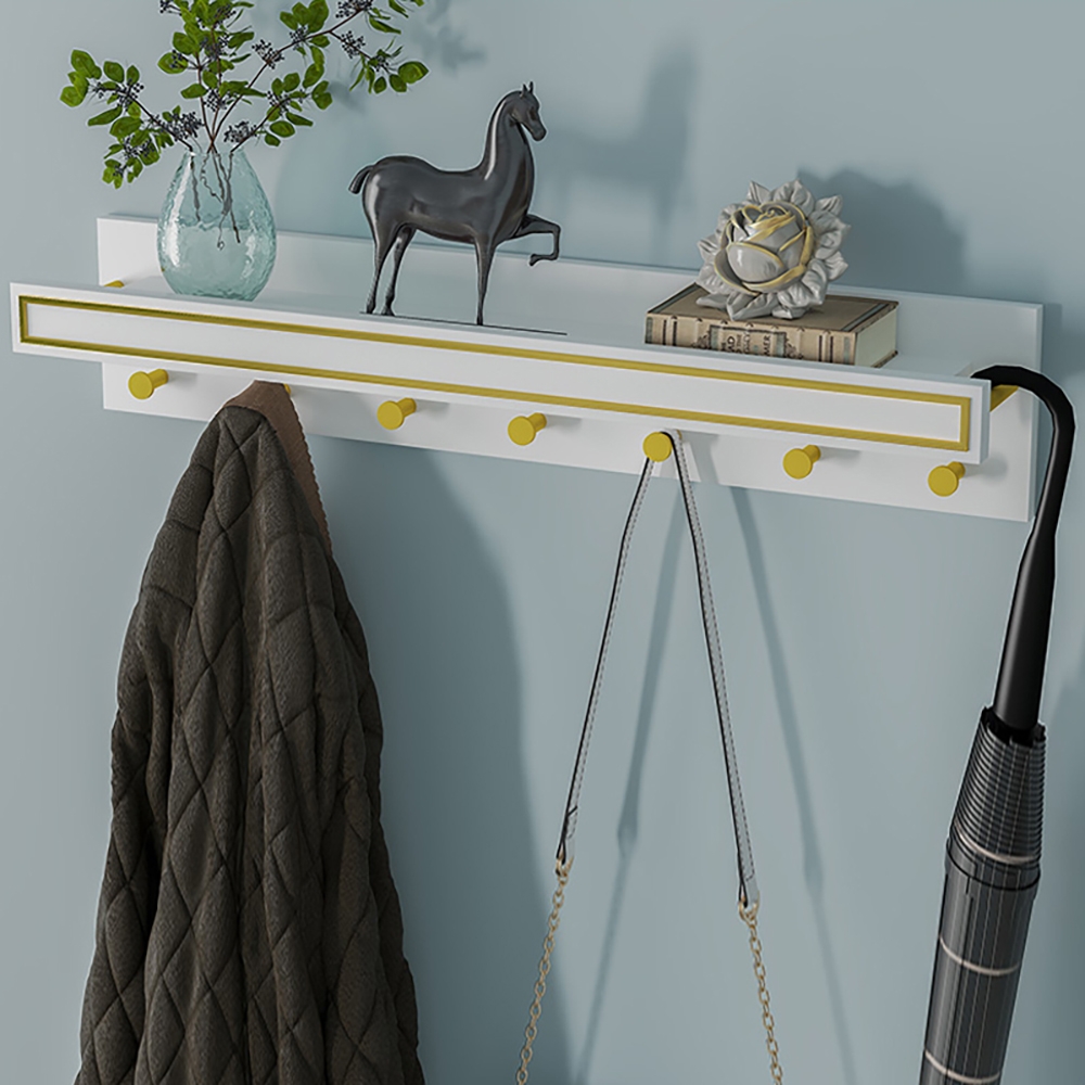 Classical Wall Mounted Coat Rack In White