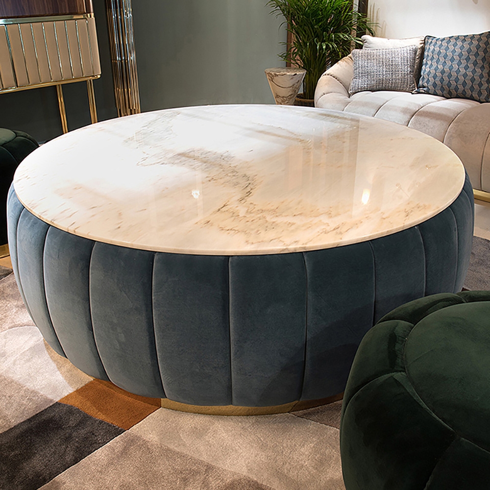 round coffee table upholstered