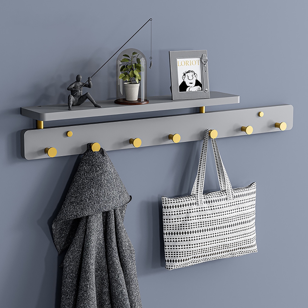 Classical Wall Mounted Wood Coat Rack In Gray