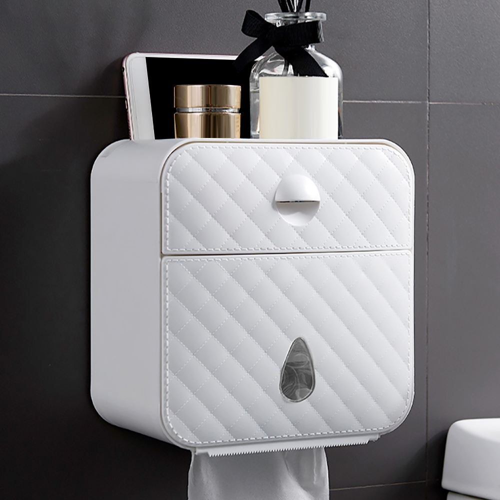 

Bathroom Wall-Mounted Toilet Paper Holder with Drawer Mobile Phone Holder