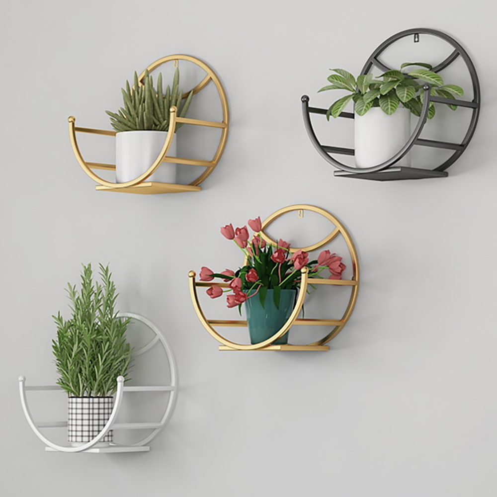 

Modern Metal Wall Mounted Plant Stand Indoor Set of 3, Gold